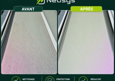 Nettoyage de toiture en polycarbonate par drone à Ransart (avant/après)