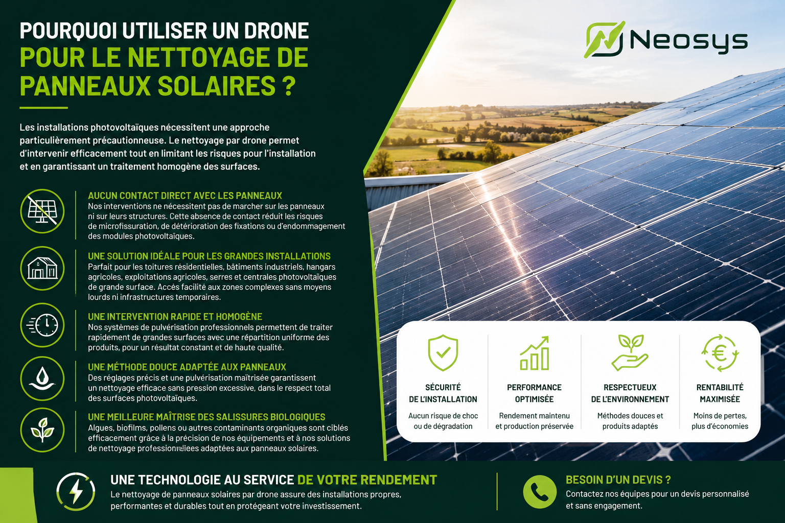 Nettoyage de panneaux solaires par drone