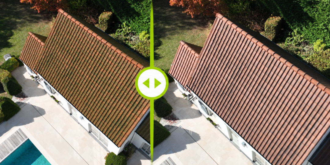 Démoussage de toiture par drone à Lasne dans le Brabant wallon